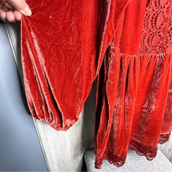 Rusttydustty Boho Velvet Lace Mini Dress - Picture 3 of 8